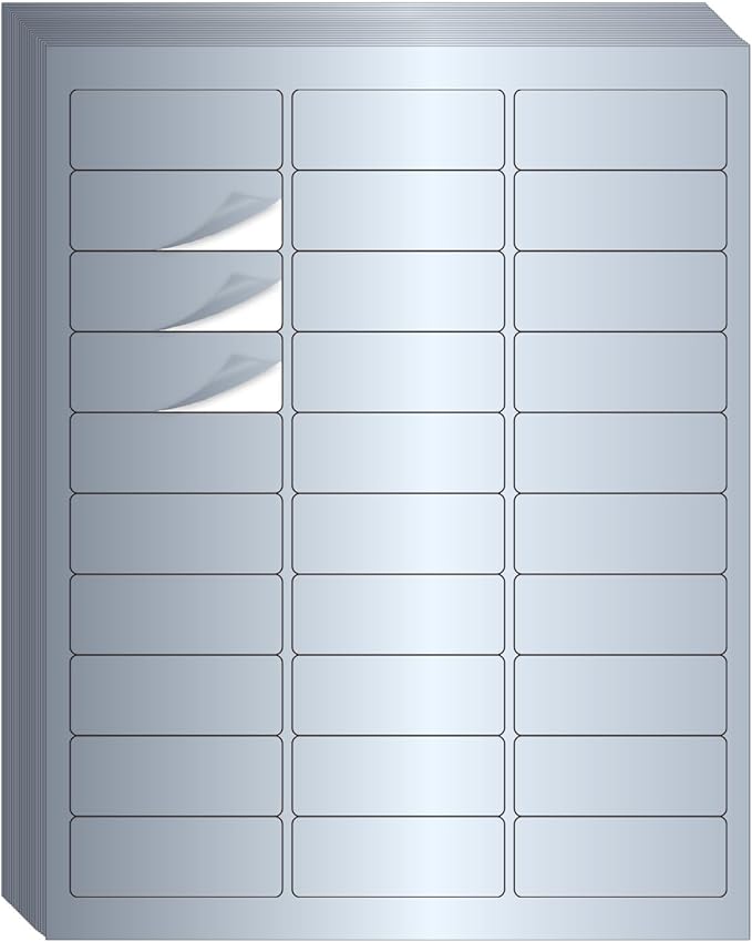 1" x 2-5/8" Address Labels- Matte Silver Mailing Labels Stickers for Laser/Inkjet Printer-Permanent Adhesive Stickers