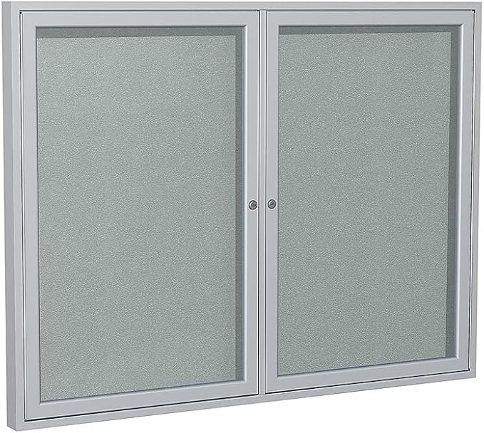 Ghent 36"x48" 2-Door Outdoor Enclosed Vinyl Bulletin Board, Shatter Resistant, with Lock, Satin Aluminum Frame - Silver (PA23648VX-193), Made in The USA
