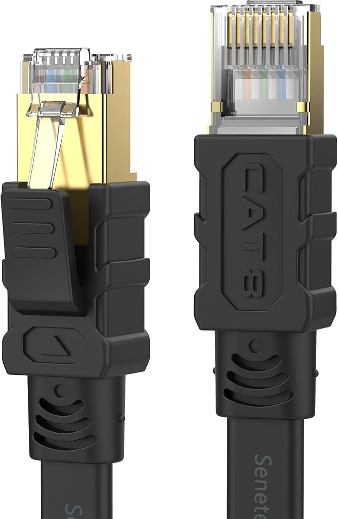 Senetem Cat 8 Ethernet Cable 30FT, High Speed 40Gbps 2000Mhz Flat Internet by Senetem