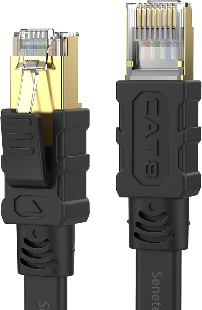 Senetem Cat 8 Ethernet Cable 25FT, High Speed 40Gbps 2000Mhz Flat Internet by Senetem