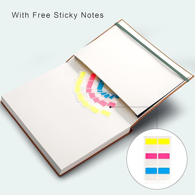 EMSHOI A4 College Ruled Notebook Journal- 400 Pages (200 sheets), 7mm Spacing & Vegan Leather Cover for Work, School, Bible Study, Bullet Journaling- with Sticky Notes, Pocket & Pen Holder - Green