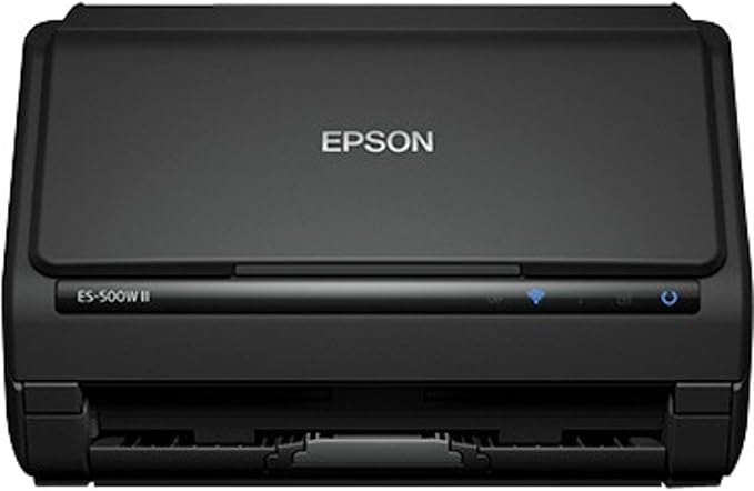 Epson Workforce ES-500W II Wireless Color Duplex Desktop Document Scanner for PC and Mac, with Auto Document Feeder (ADF) and Scan from Smartphone or Tablet