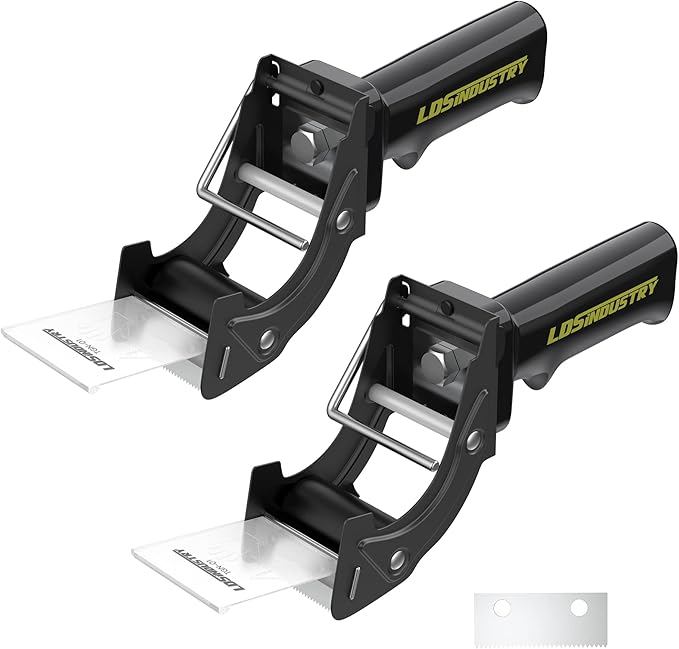 2 Pcs Rapid-Replace Packing Tape Dispenser Guns with Extra Blade, 2IN(50mm) Lightweight Ergonomic Industrial Handheld Heavy Duty Tape Cutter for Carton, Packaging and Box Sealing Black