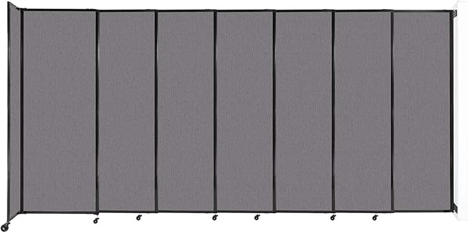 Wall-Mounted Sliding StraightWall Room Divider | Adjustable Widths | Locking Wheels | Room Separator | Up to 15'6" Wide x 7'6" Tall Slate Fabric Panels