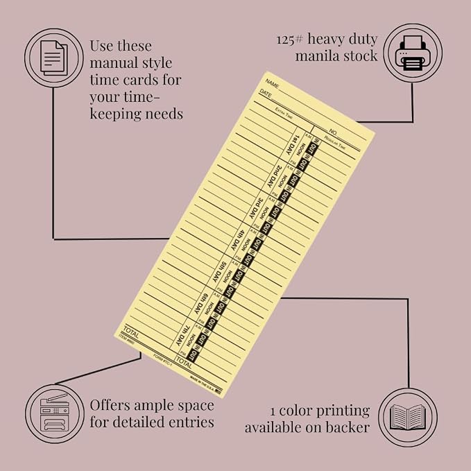 Generic Time Clock Cards for Tracking Regular and Extra Time - Image 3