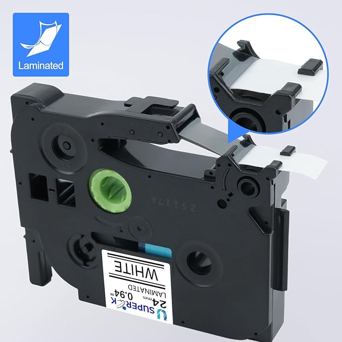 6 Pack 24mm 0.94 Laminated White Tape Compatible for Brother P-Touch Label Maker Tape TZe-251 24mm Label TZe251 1 Inch TZe TZ Tapes TZ-251 TZ251 for PT-D600 D610BT P700 P750W P950NW P710BT