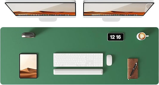 YSAGi Leather Desk Pad Protector, Office Desk Mat, Large Mouse Pad, Non-Slip PU Leather Desk Blotter, Laptop Desk Pad, Waterproof Desk Writing Pad for Office and Home (Jade Green, 47" x 17")