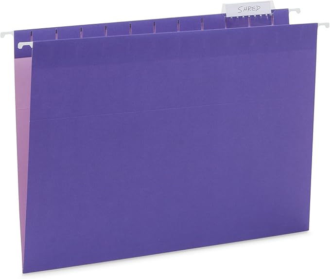 Blue Summit Supplies 25 Jewel Tone Hanging File Folders Letter Size with Tabs, Reinforced Hanging File Folders Jewel Tone, Includes Plastic Tabs and Inserts