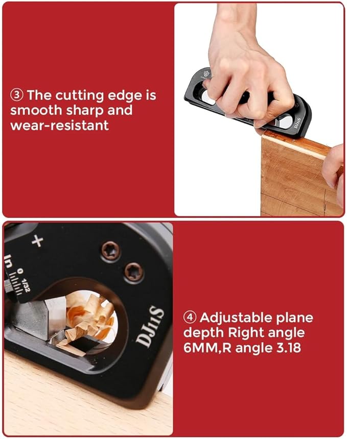 HONGDUI Chamfer Plane Edge Plane Corner Plane Quick Edge Trimmer Chamfering Tool with 3 Carbide Insert for Woodworking