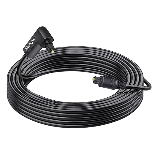 90 Degree Optical Audio Cable 65 feet, Slim Digital Audio Optical Cable by Bangun