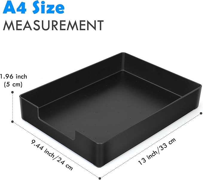 Letter-Size Tray, Desk Drawer Organizer, A4 Plastic Paper Tray, Multi-use Large Storage Basket for Office Home Supplies,13 x 9.6 inch