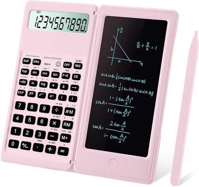 Scientific Calculators for Students, 10-Digit Large Screen, Math Calculator with Notepad, Classroom Must Haves for Middle High School Supplies & College （Pink