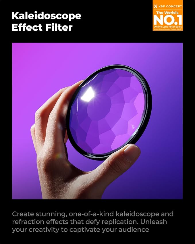 K&F CONCEPT 58mm Kaleidoscope Filter, Special Effects Filter Prism Crystal Glass - Image 2