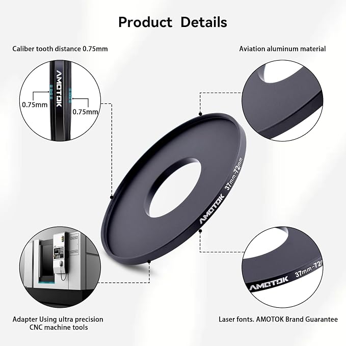 37mm Lens to 72mm Camera Lens Adapter, 37mm to 72mm Filter Step-up Ring Adapter - Image 3