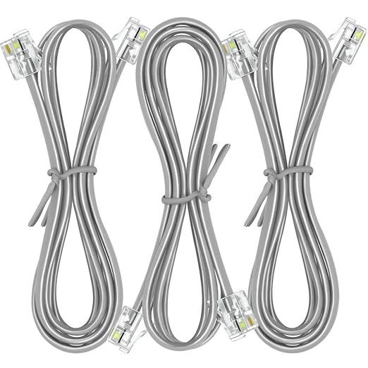 NECABLES 3Pack Phone Cord 3ft Telephone Cord Phone Cable RJ11 6P4C Male to Male by NECABLES
