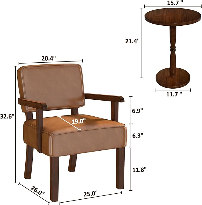 Accent Chair, PU Leather Living Room Chairs Oversize with Soft Seat and Armrests for Living Room Dinning Room Bedroom Reading Room Waiting Room