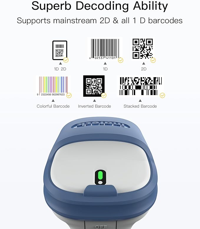 Inateck Bluetooth Barcode Scanner, 2D Wireless Barcode Scanner, 3 in 1 Reader - Image 2