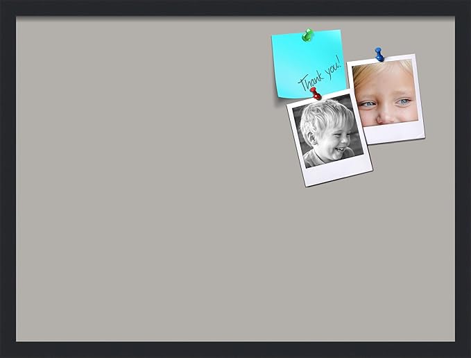 PinPix 27x20 Inch Cork Bulletin Board. This Decorative Framed Pin Board Comes with Dark Stone Design and a Satin Black Frame. Ideal for Home Office Decor or Message Board (PinPix-1808)