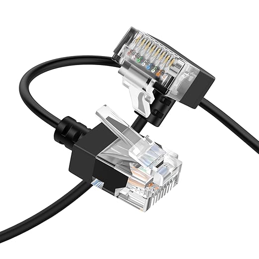 Cat6A Ethernet Cable 90 Degree Up Angled 10FT, Flexible Slim & Ultra Thin Cat6 by Thzzhnno