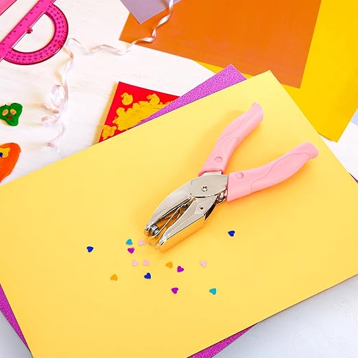 Jucoan 5 Pack Single Hole Punch Metal Handheld Small Hole Puncher with Soft Grip, Star Heart Circle Shape Paper Puncher for DIY Craft Tags Greeting Cards Scrapbook, 1/4, 1/8, 1/16 Inch Hole Punch