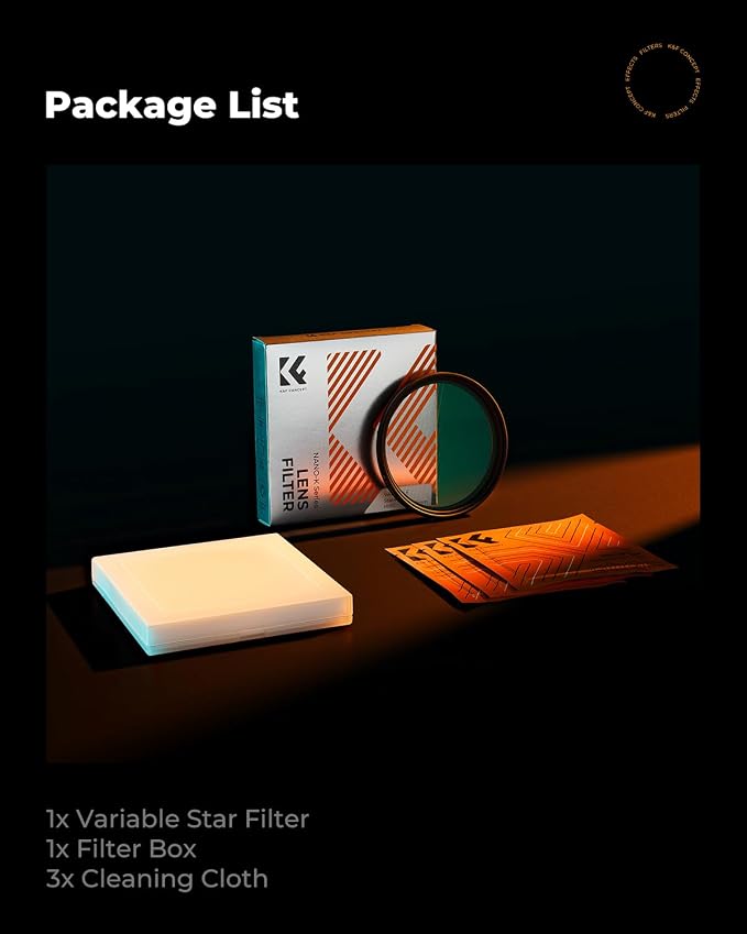 K&F CONCEPT 58mm Variable Star Filter Cross Screen Starburst Filter 4, 8 Points - Image 7