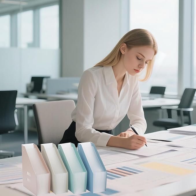 2-Piece Vertical Accordion Folder Manager, 13 Grid Expansion Pages, Vertically Opened Storage Bag for organizing Materials, School, Home, and Office letterhead, Gray