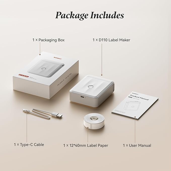 NIIMBOT Label Maker Machine Bluetooth Label Printer for School Home Office Organization, Wireless Mini Label Maker D110 Upgraded Version, Sticker Label Maker with 3Rolls Labels