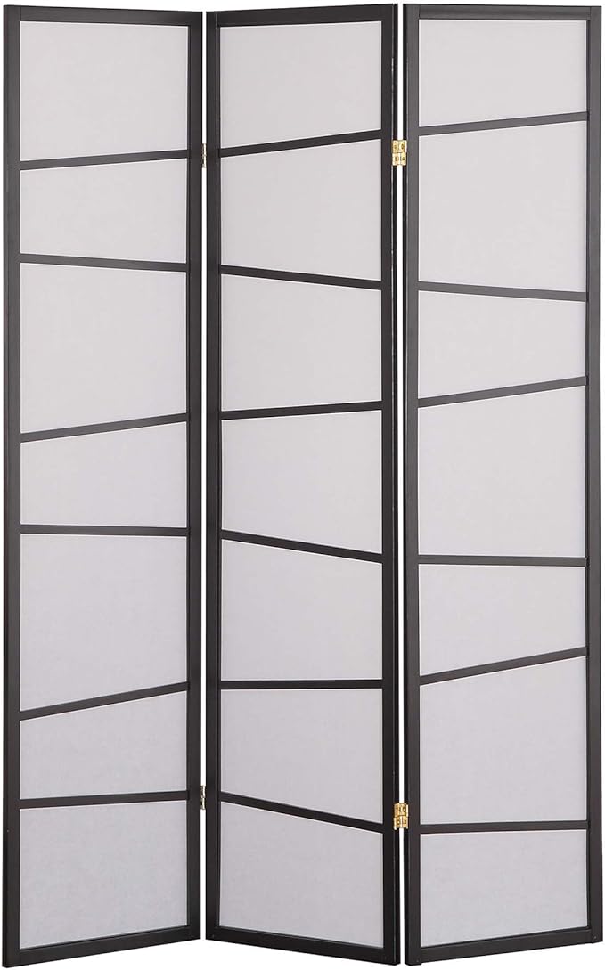 NicBex Room Divider 3 Panel Room Dividers with Heavy-Duty Rice Paper Partition Room Dividers and Folding Privacy Screens Wall Divider for Home, Office, Room Separation,51"W x 2"D x 71"H, White+Black