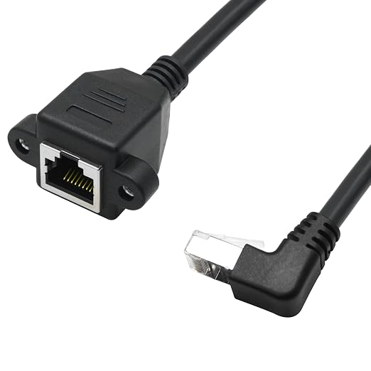 2Pcs 90 Degree Cat6 Ethernet Extension Cable 1FT, Down Angle RJ45 Male to - Image 3