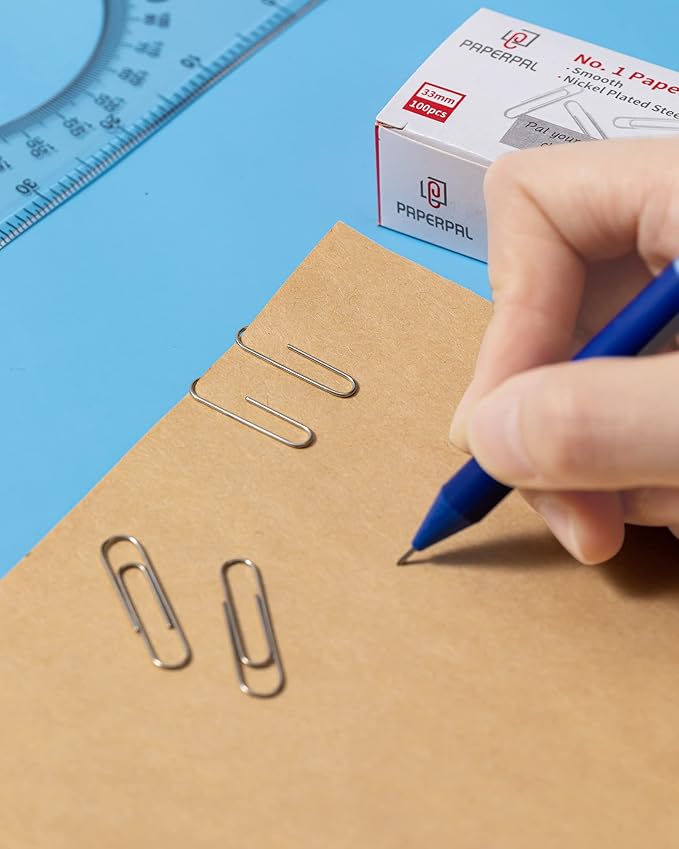 PAPERPAL Paperclips for Office School & Personal Use, #1 Smooth Paper Clip (1-2/7"), 2000 Medium Paper Clips (20 Boxes of 100 Each), Silver