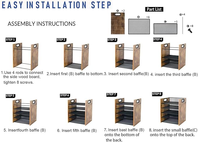 Wood Desk Organizer - 5-Tier Desktop File Organizer, Wooden Paper Tray, Office Desk Organzier and Accessories for Papers, Mail, Notebooks, Stationery