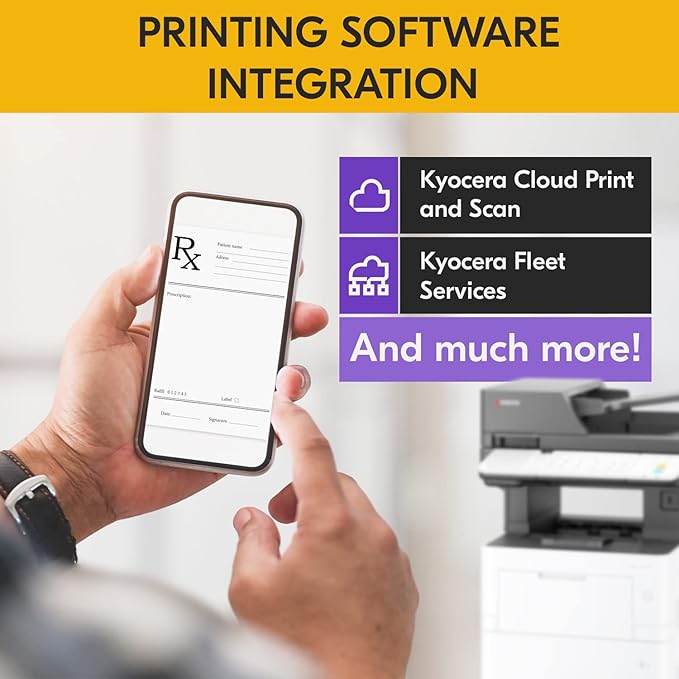 KYOCERA ECOSYS MA4500ifx All-in-One Monochrome Laser Printer (Print/Copy/Scan/Fax), 47 ppm, Up to Fine 1200 dpi, Gigabit Ethernet HyPAS Capable, 7 inch Touchscreen Panel, 512 MB