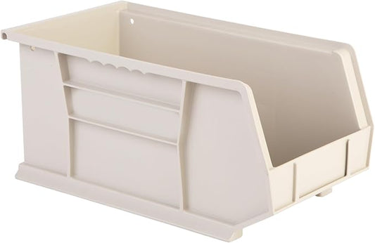 Hudson Exchange 15" x 8" x 7" Plastic Stackable Storage Bin and Hanging Container (Stone, 1 Pack)