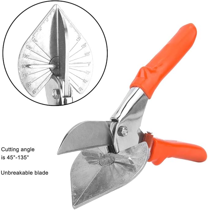 Garosa Miter Shear Multifunctional Trunking Trim Cutter 45 to 135° Angle Adjustable Quarter Round Cutting Tool Trunking Tube Trim Scissor for Angular Cutting Moulding Trim