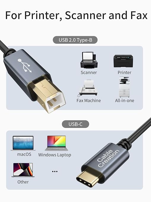 CableCreation USB C to USB B 15FT Printer Cable - Image 4