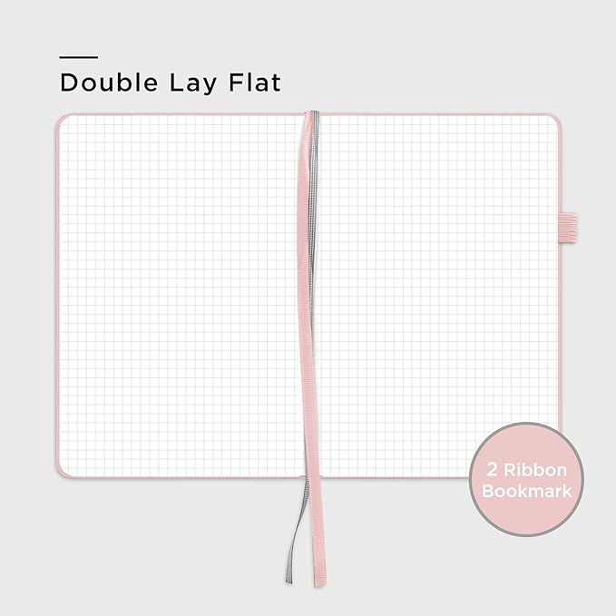 &And Per Se Graph Journal Notebook, 160 Pages, 5.7 x 8 inches College Ruled Thick Paper Notebook Journals for Writing, Grid Hardcover Notebook(1 Pack, Pink)