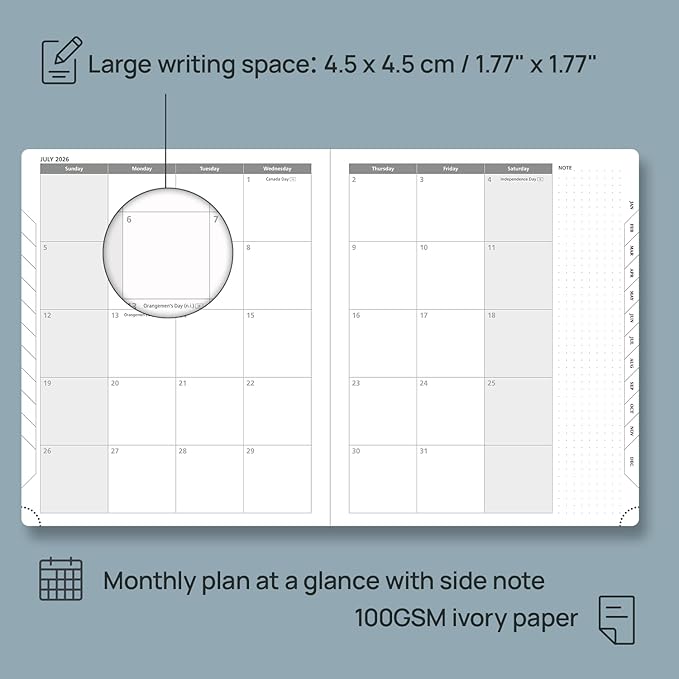 POPRUN Weekly Planner 2026 Calendar (Large 8.5" x 10.5") 12 Months Notebook with Horizontal Layout, Leather Hardcover, Inner Pocket, 100GSM Thick Paper, Pen Holder - Aquamarine