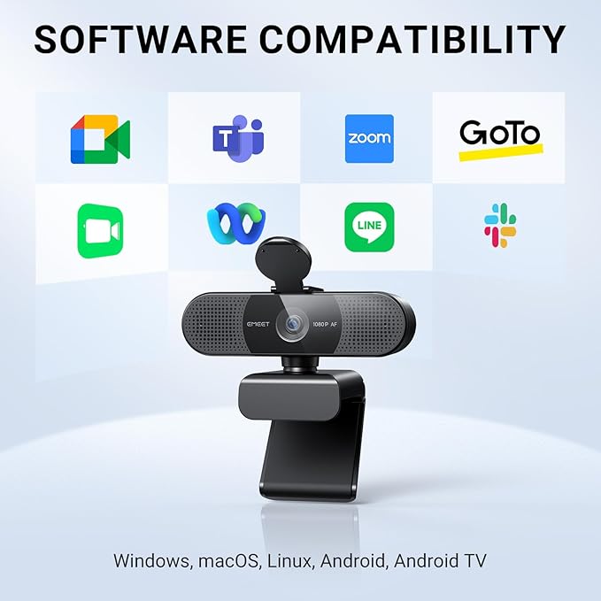 EMEET 2024 Upgraded C960 Webcam for PC, Autofocus, 1080P HD, 73° View Angle, Computer Camera w/Privacy Cover and Microphone, Plug and Play USB Webcam for Video Calling/Zoom/Teams/Google Meet