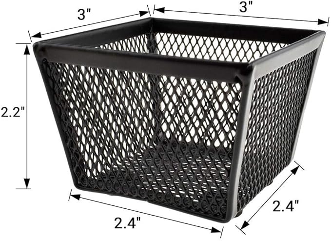 HAHIYO Stackable Paper Clip Mesh Holder cup 2.2" Height 2 Pack Black Sturdy PaperClip Holder Container for Desk Drawer Organizer Collection for Home Office School Soft Foam Feet No Sharp Edges