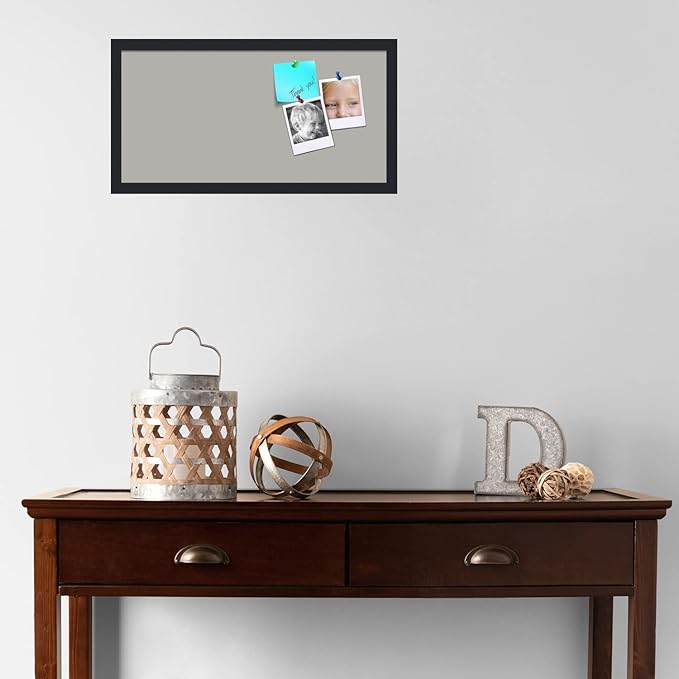 PinPix 24x12 Inch Cork Bulletin Board. This Decorative Framed Pin Board Comes with Dark Stone Design and a Satin Black Frame. Ideal for Home Office Decor or Message Board (PinPix-1808)