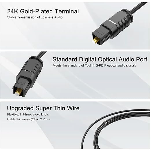 Optical Audio Cable 15 feet, Digital Audio Optical Cable Ultra-Thin Cord - Image 3