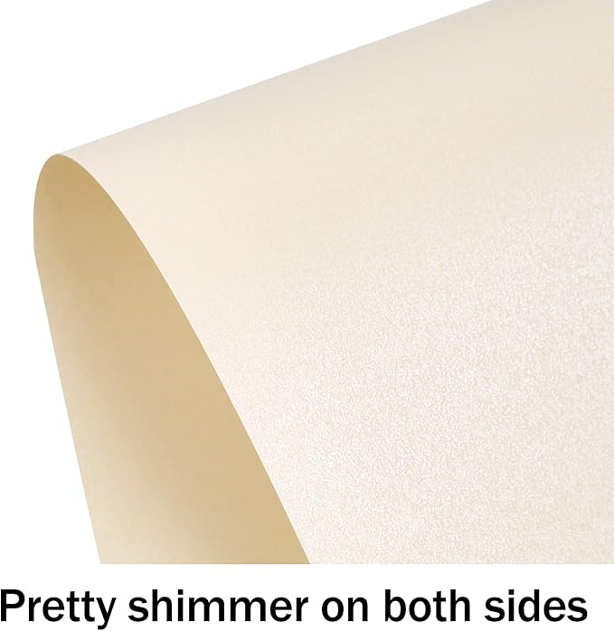 100 Sheets Cream Shimmer Cardstock 8.5 x 11 Off White Paper, Goefun 80lb Ivory Card Stock Printer Paper for Invitations, Certificates, Crafts, Card Making