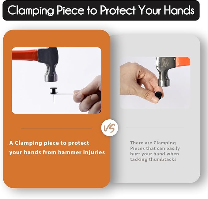 40 PCS Picture Hangers Nails 4 Size Long Heavy Duty Thumb Tacks for Wall Double Headed Push Pins Picture Hooks, Renter Friendly Decor Thumbtacks for Tapestry Frame Art Photos,10/20/ 30/ 50lb(Black)