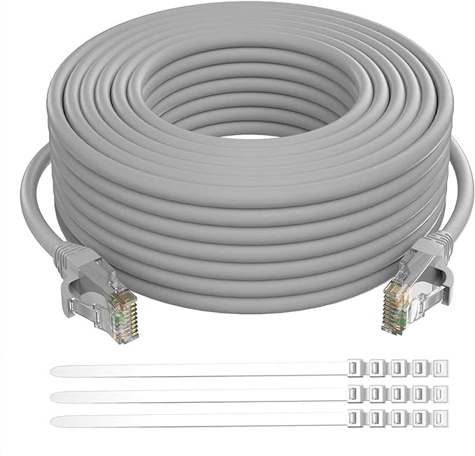 Adoreen Cat 6 Ethernet Cable 35 Ft-Gray, Outdoor & Indoor Snagless Long Round by Adoreen