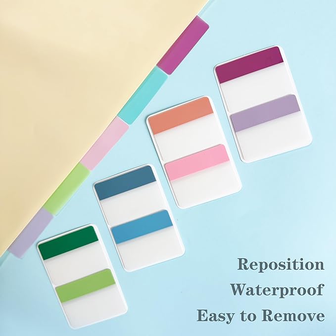 ELII 500 PCS Book Tabs 2 Inch Sticky Index Tabs, Colored Page Markers Repositionable Tags Reading Tabs Self Adhesive Tape Flags for Books, Binders, Notebook and File Folders