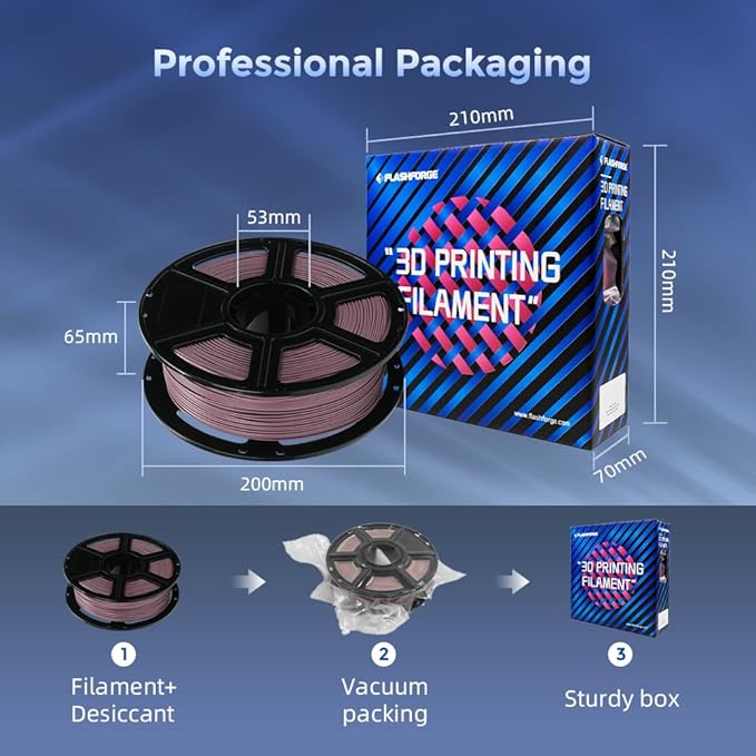 FLASHFORGE Carbon Fiber PLA Filament 1.75mm, Carbon Fiber Reinforced PLA 3D Printer Filament, 1KG Spool Dimensional Accuracy +/- 0.02mm, High Strength & High Abrasion-Resistance (Dusty Pink)