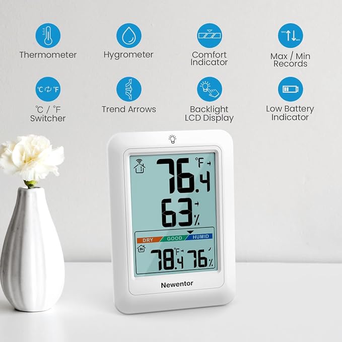 Newentor Indoor Outdoor Thermometer Wireless, Weather Station - Image 6