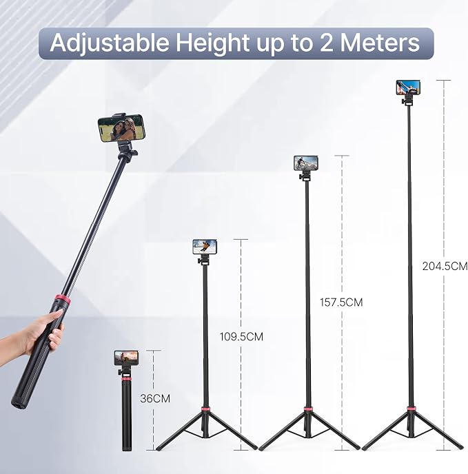 ULANZI 81" Tall Tripod for Camera&Phone, Extendable Aluminum Light Stand - Image 2