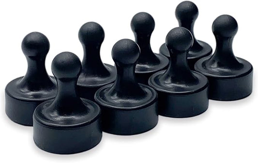 GLASSBOARD STUDIO Powerful Neodymium Magnets, Pawn-Shaped - Strong Fridge/Refrigerator and Whiteboard Magnet, Ideal for Office, Kitchen, Crafts - Rare Earth, Heavy Duty (8, Black)