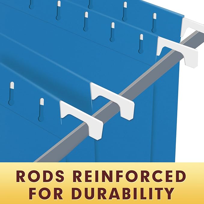 HERKKA Hanging File Folders, 60 Pack Reinforced Letter Size Hanging Folders, Designed for Bulky Files, Filing Cabinet, 1/5-Cut Adjustable Tabs (Lightblue)